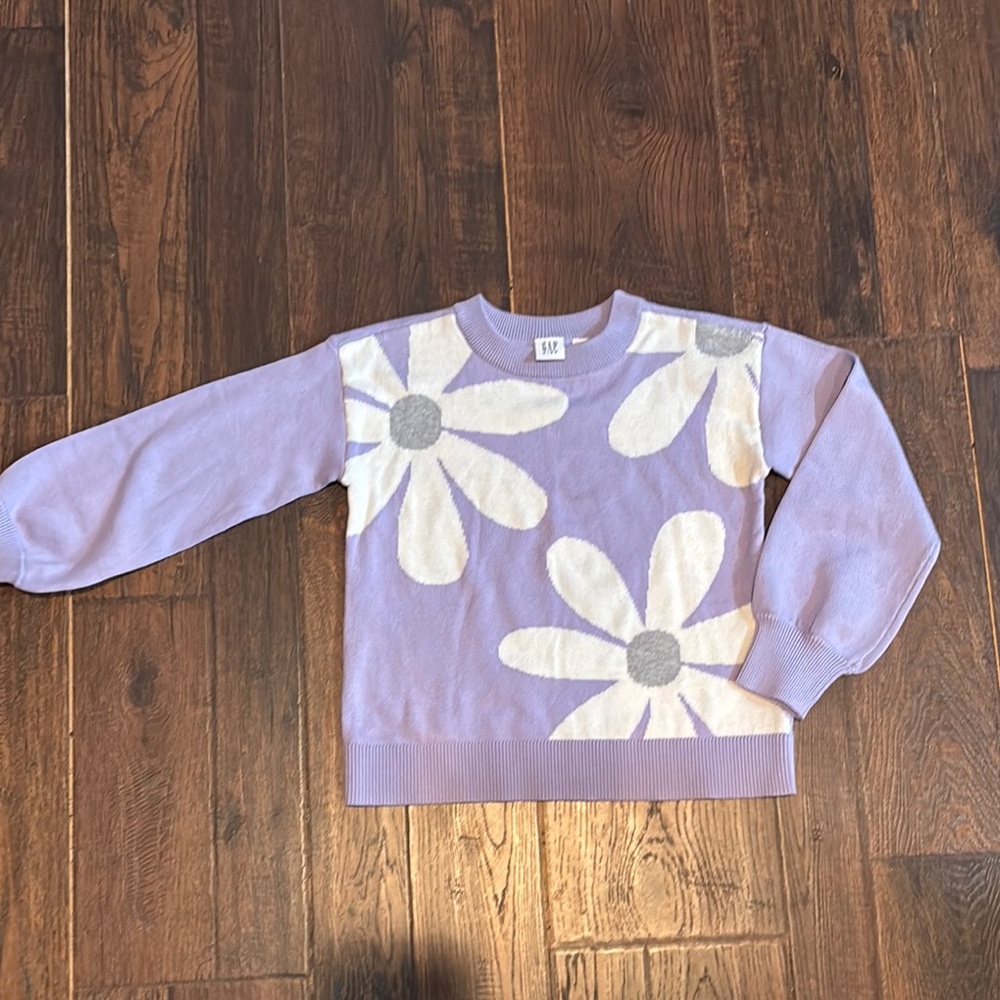 GAP Purple Sweater with White Floral Pattern